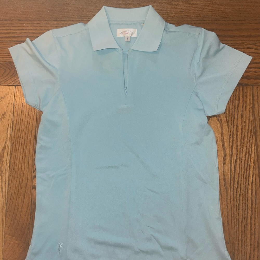 MONTEREY CLUB LADIES GOLF SHIRT 1/4 ZIP CAP SLEEVES SZ S EC WORN 1 x
